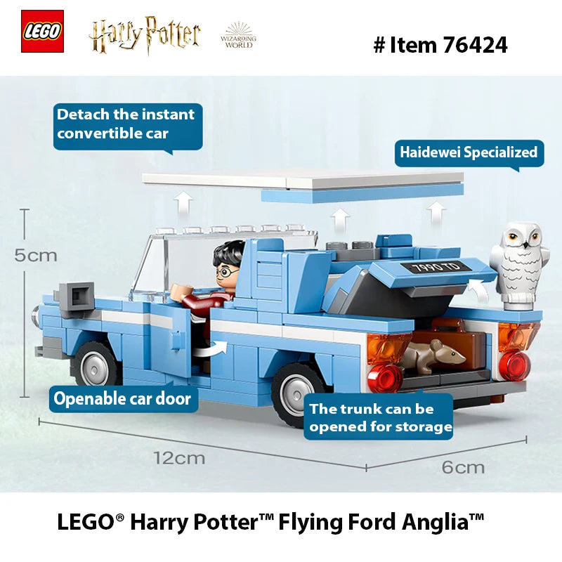 LEGO 76424 Harry Potter Flying Ford Anglia, Buildable Car Toy with 2 Minifigures