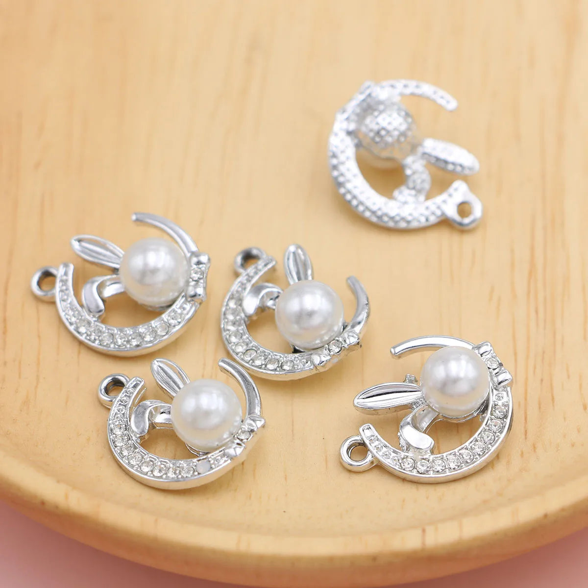 10Pcs Silver Plated Crystal Rabbit Charm Pendant for Jewelry Making Earrings Bracelet Necklace Accessories DIY