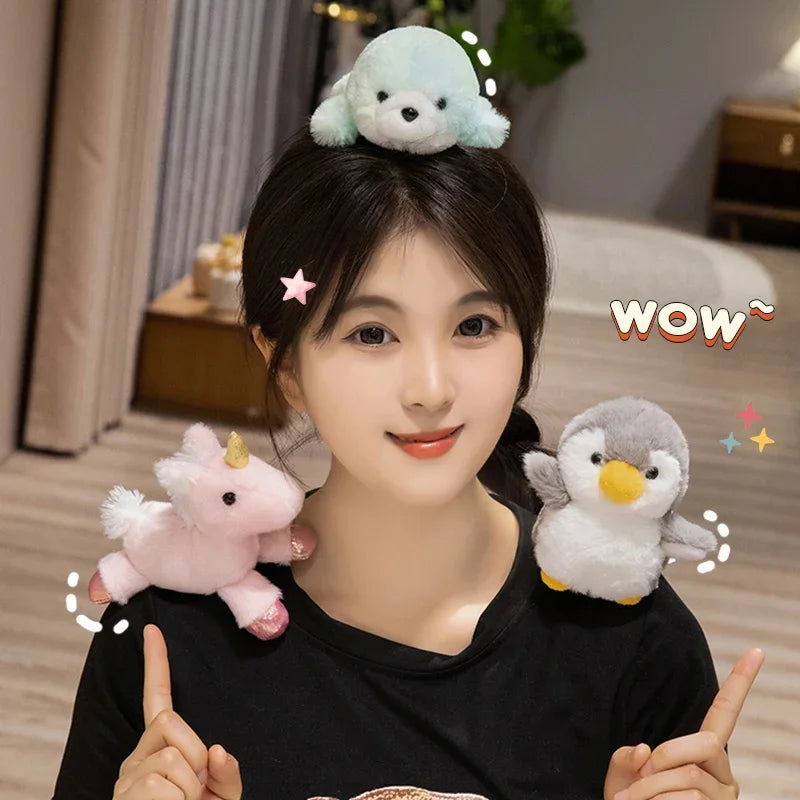 Various Cute Stuffed Animals Shoulderkins Pink Unicorn Turtle Octopus Penguin Funny Shoulder Decor School Party Bag Accessories