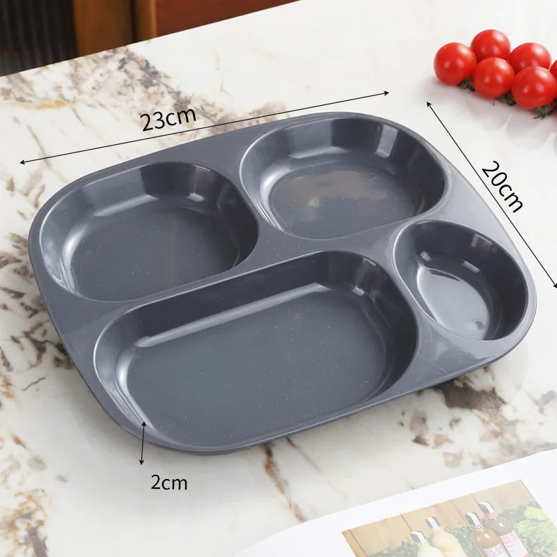 1pc 4 Grids Plastic Individual Plate,Reusable Healthy Diet And Weight Loss Divider Plate Ideal,for Home Camping Dorms Cafeterias