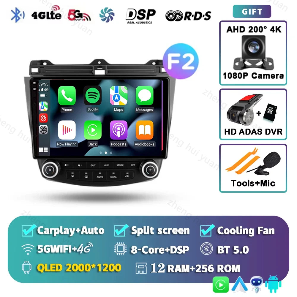 Android 14 For Honda Accord 7 2002 - 2008 CarPlay Auto 360 Camera Car Radio Multimedia Video Player GPS stereo Head Unit 4G WIFI