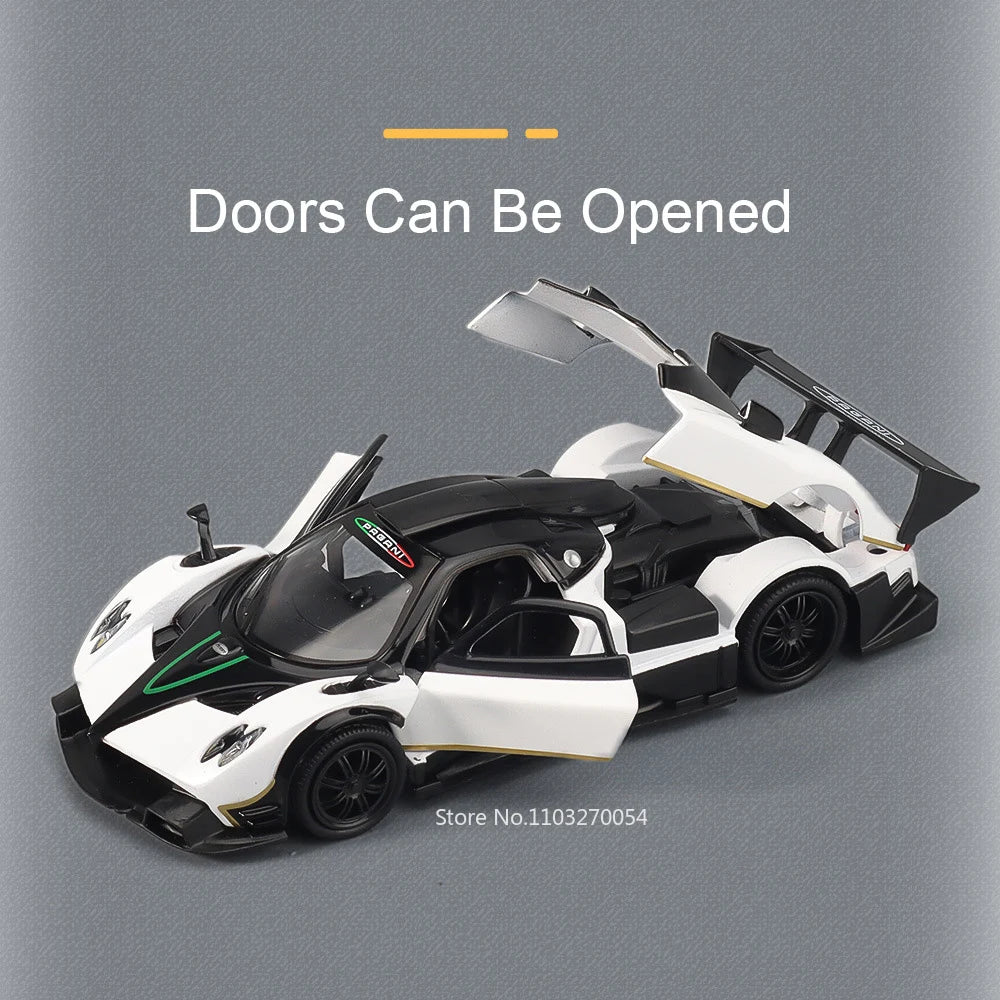 1/32 Pagani Zonda R Diecast Models Huayra Dinastia Alloy Toys Miniature Car Sound Light Pull Back Doors Openned Cars Child Gifts