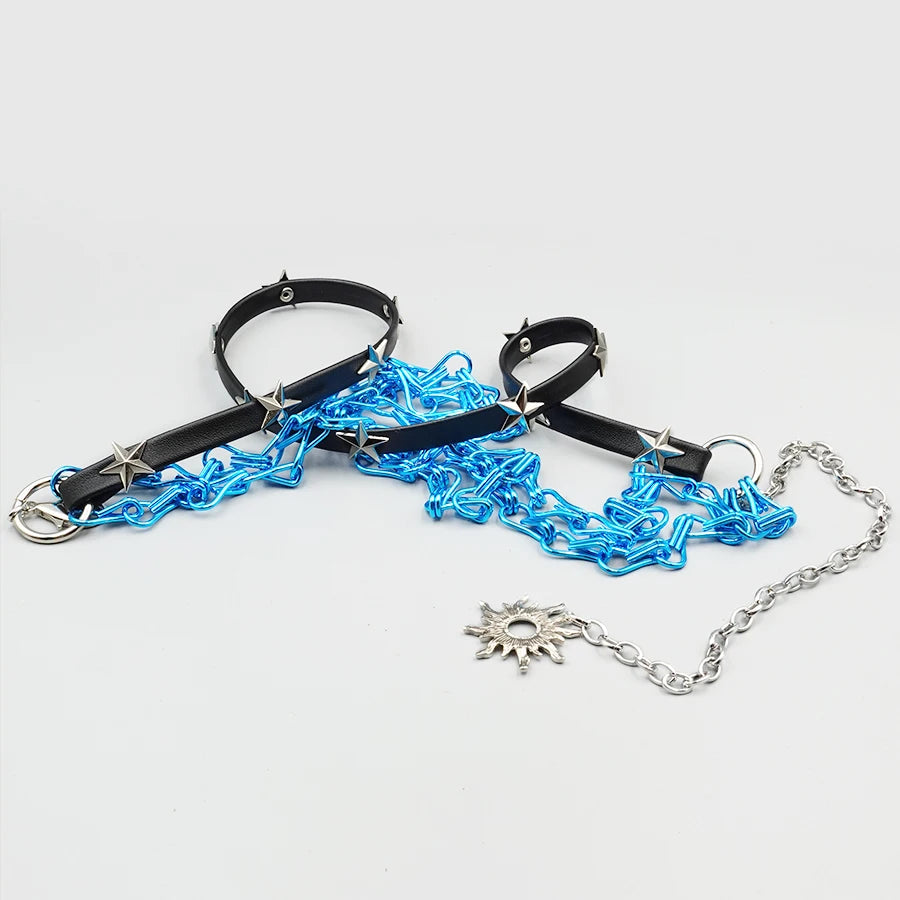 Western Cowgirl Style Pu Belt with Metal Rings - Y2K Retro Rivet Chain Waistband for Dresses & Holiday Dates