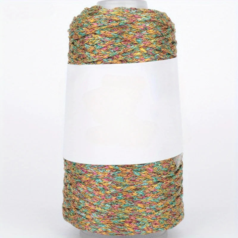 Mixed Color Shiny Yarn Skein, Polyester Crochet Thread for DIY Hand Knitting, Handmade Bags, Hats, Holiday Gifts Dolls Crafting