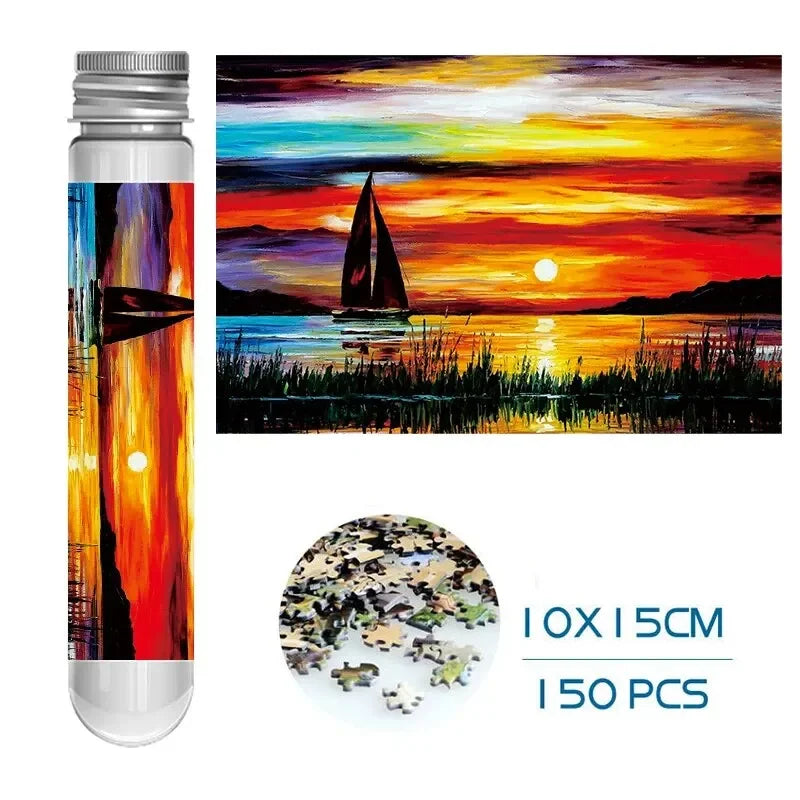 MaxRenard Jigsaw Puzzle Mini Pieces 150pcs Test Tube Family Game Portable Perfect for Home Decor and Relaxation Gift