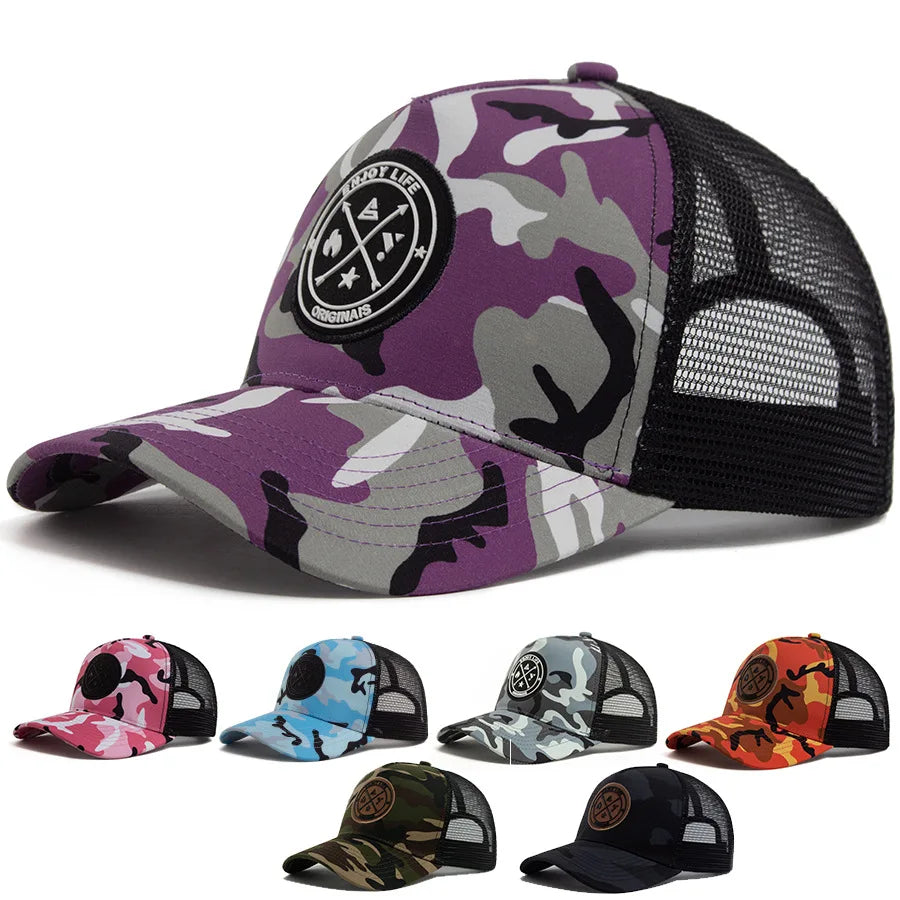 Summer camouflage Baseball Cap Women Men ENJOY LIFE Letter Patch Snapback Hats