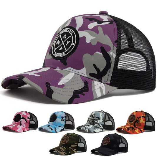 Summer camouflage Baseball Cap Women Men ENJOY LIFE Letter Patch Snapback Hats