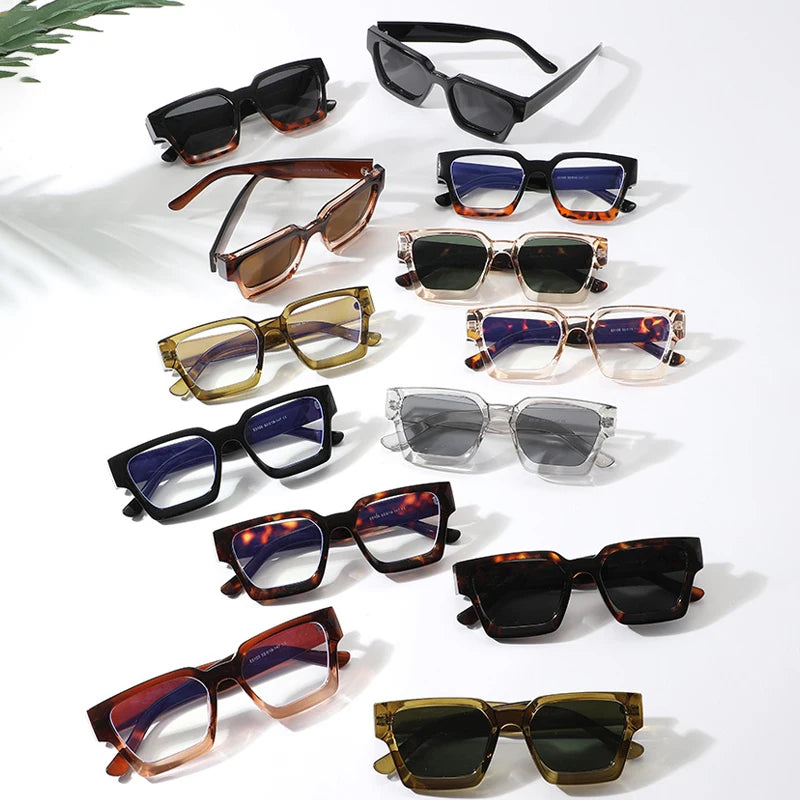 JNPCXI New Color Ins Popular Women Square Sunglasses Retro Men Tinted Leg Shades UV400
