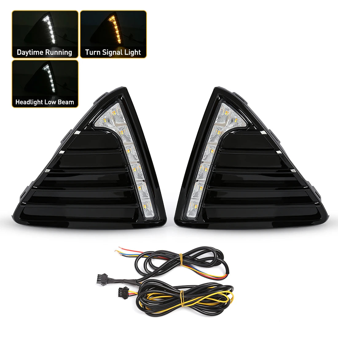 For Ford Focus 2012 2013 2014 LED DRL Daytime Running Lights Dynamic Turn Signal Fog Lamp Auto White Yellow Blue Car Accessories
