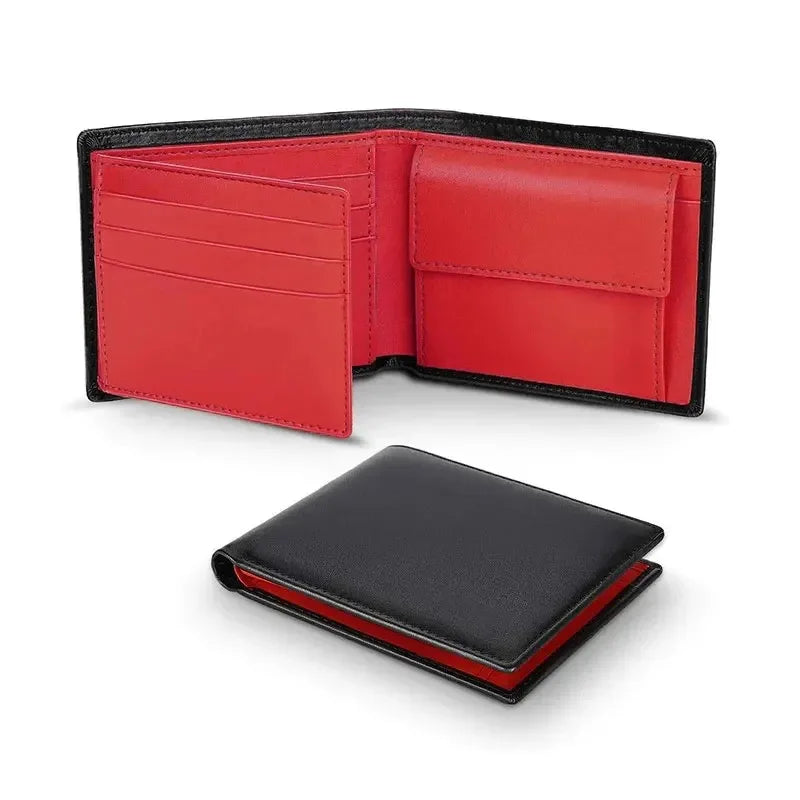 Minimalist Men Wallet with Zipper Coin Pocket RFID Credit Card Holder Tri-fold Multi-card Slot Document Holder Protective Cover