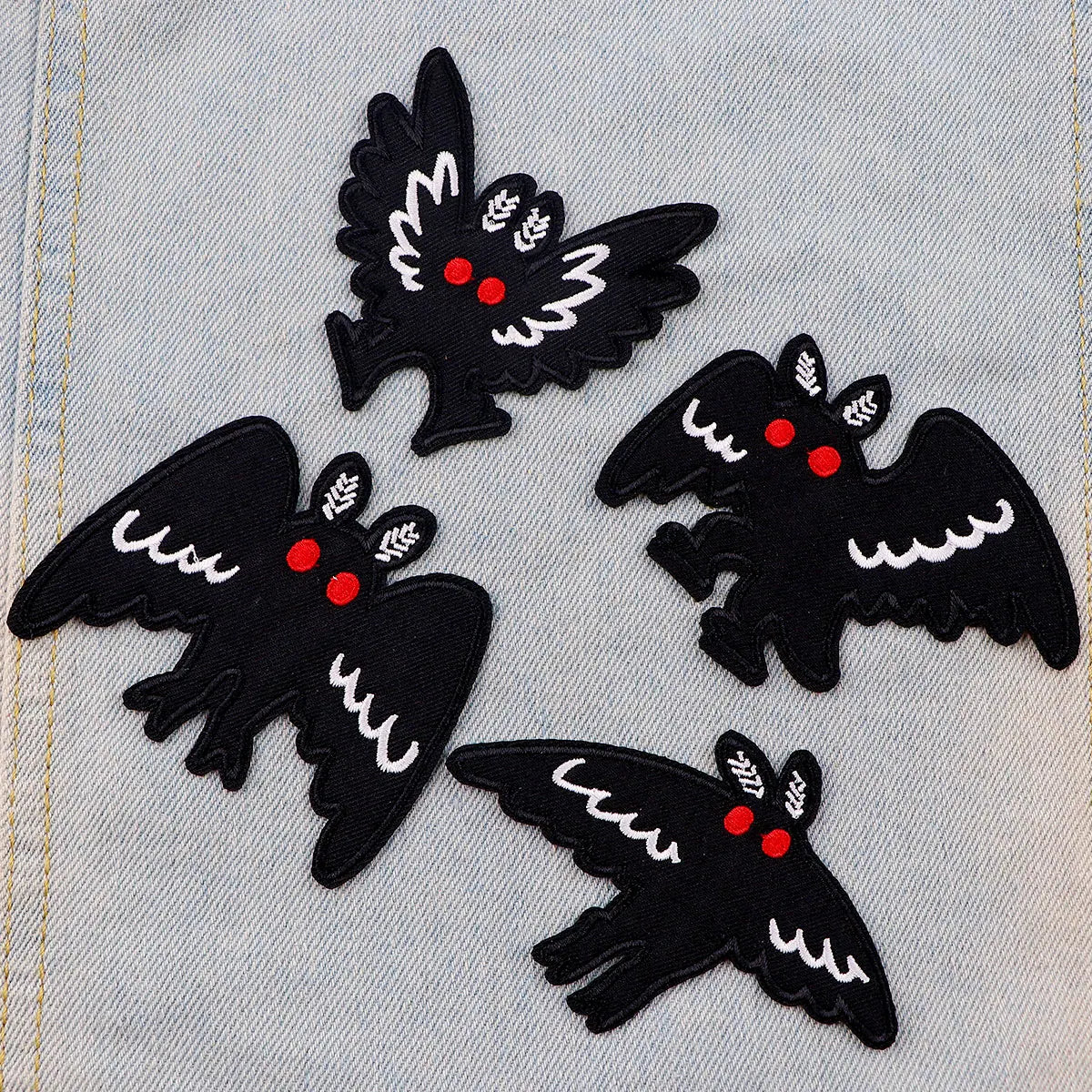 Black Moth Patch Punk Iron On Patches For Clothing Thermoadhesive Patches DIY Applique Embroidered Patch For Jackets Badges