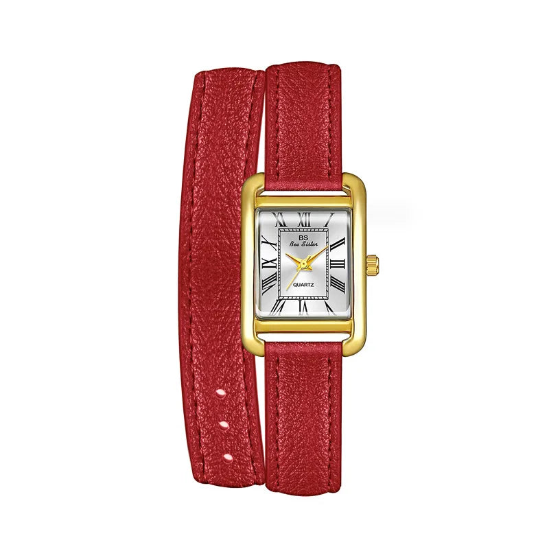 Women Watches Fashion Casual Square Black Genuine Leather Quartz Watche For Women Dress Elegant Clock Ladies Wristwatches