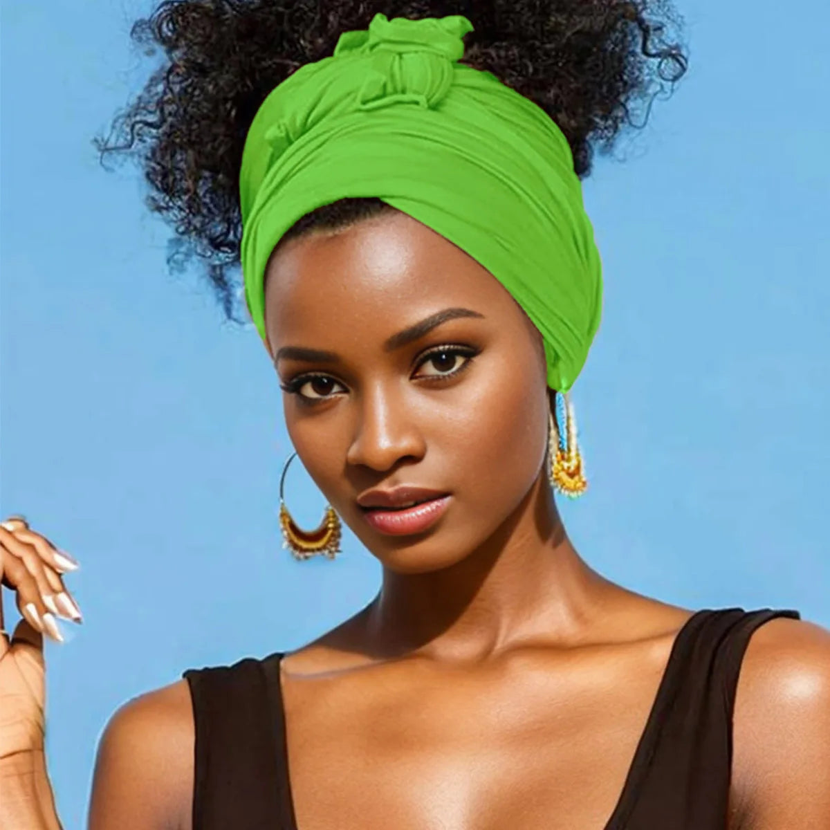 XXL stretch jersey turban african solid color super soft breathable headband