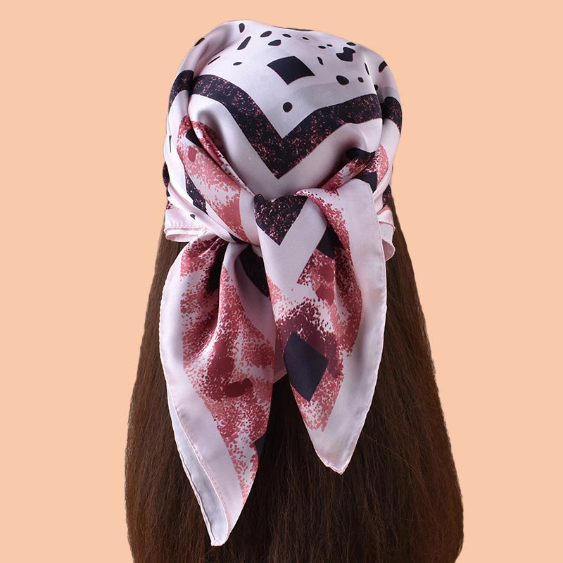 1PC Women's Spot Print Thin Satin Silk-Like Square Scarf Bohemian Casual Neck Wrap Lightweight Comfortable Spring Summer Daily