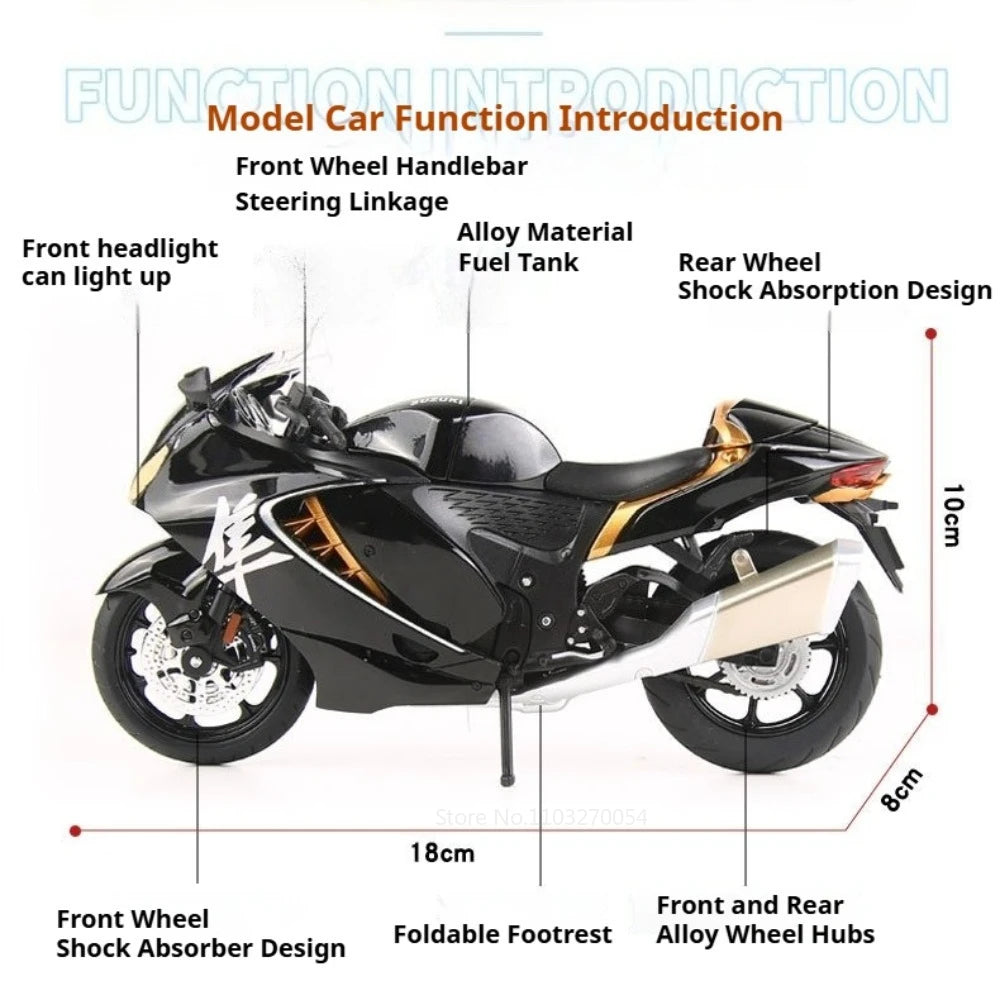 1:12 SUZUKI GS125 Hayabusa Miniature Motorcycle Diecast Alloy Model Toys Car Front Wheel Steering Motorbike Boy's Birthday Gifts