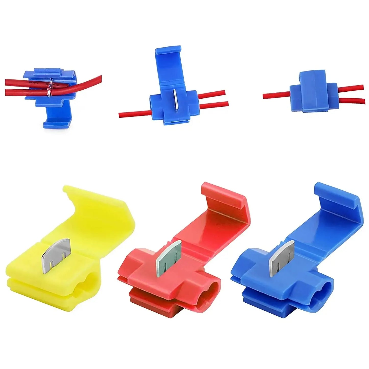150pcs Quick Splice Wire Connectors, Solderless Quick Splice Snap Insulated Electrical Wire Crimp Connectors Terminal Joint