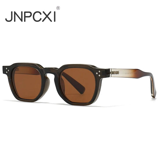 JNPCXI New Polarized Vintage Rivets Polygon Square Women Sunglasses Fashion Men Shades UV400