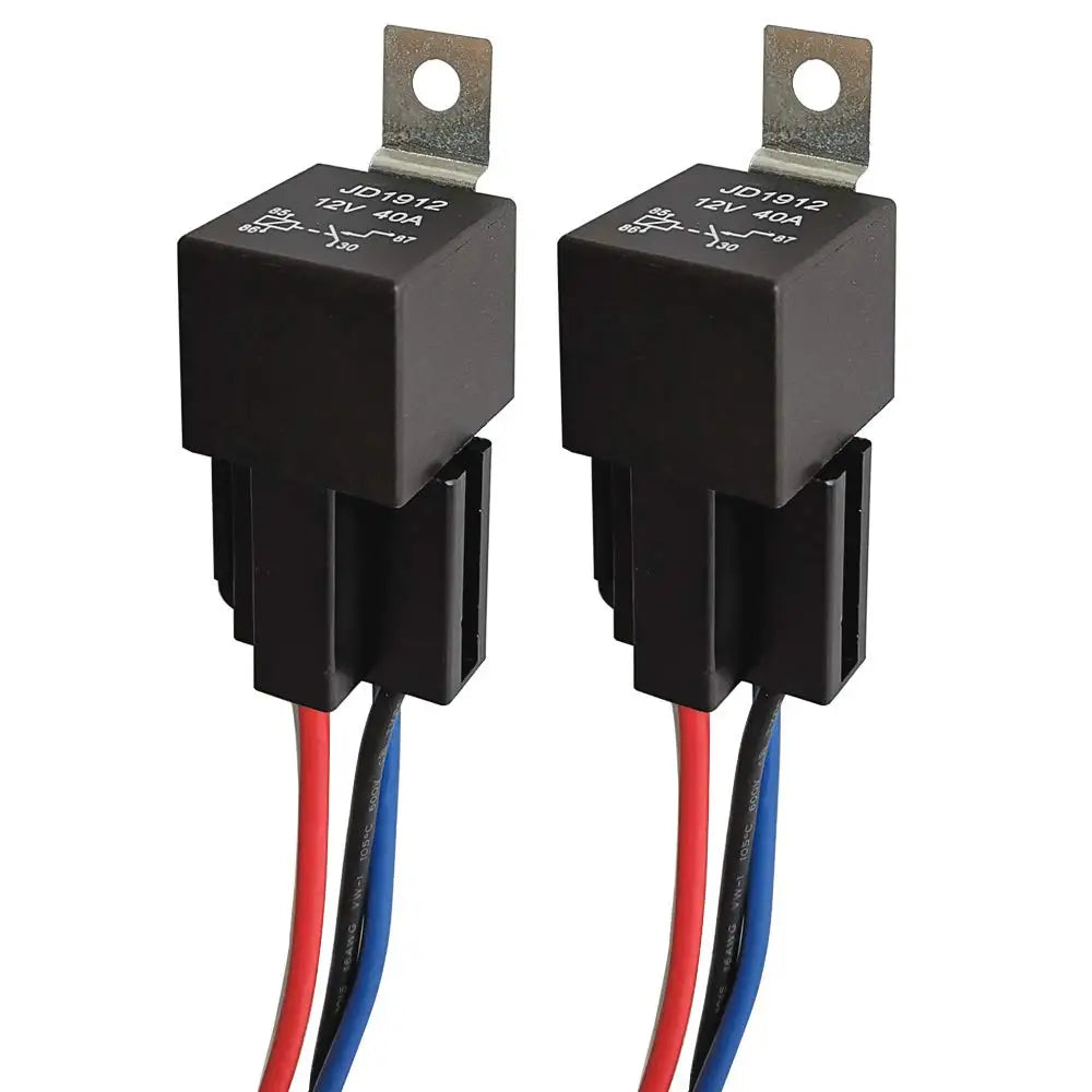 JD1912 12V 40A 4 Pin SPST Car Relay Harness with Color-labeled Wires for Automotive Truck Van Motorcycle Boat