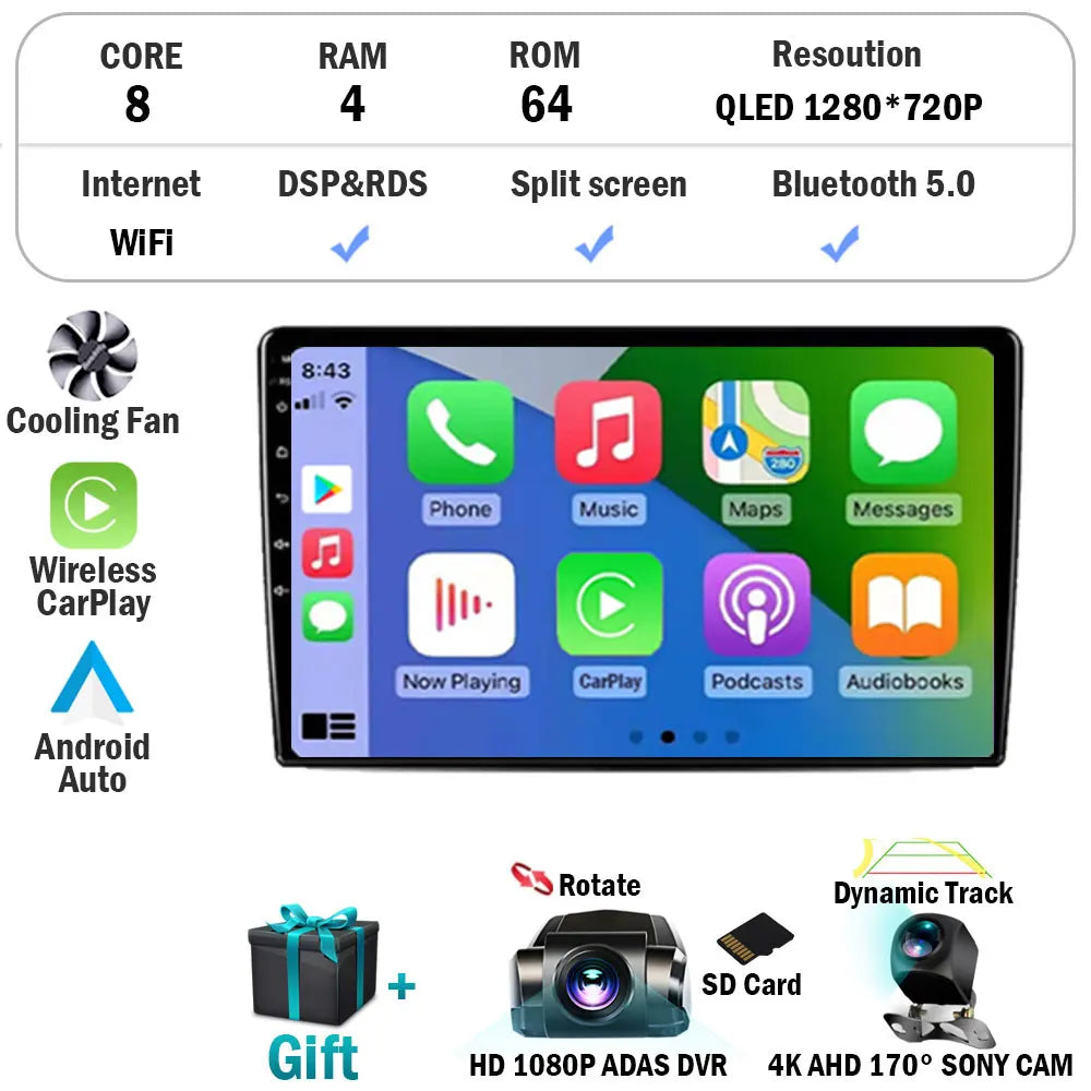 Android 15 Radio For Toyota Urban Cruisers 2009 Navigation GPS QLED Touch Screen Stereo Car Multimedia Video Player Head Unit