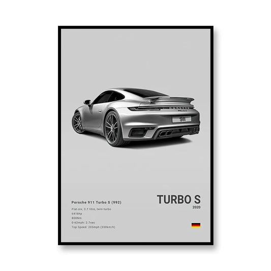 2020 Turbo S Print Famous Brand Cars Canva Wall Art Poster SVJ G80M3C Room Decor