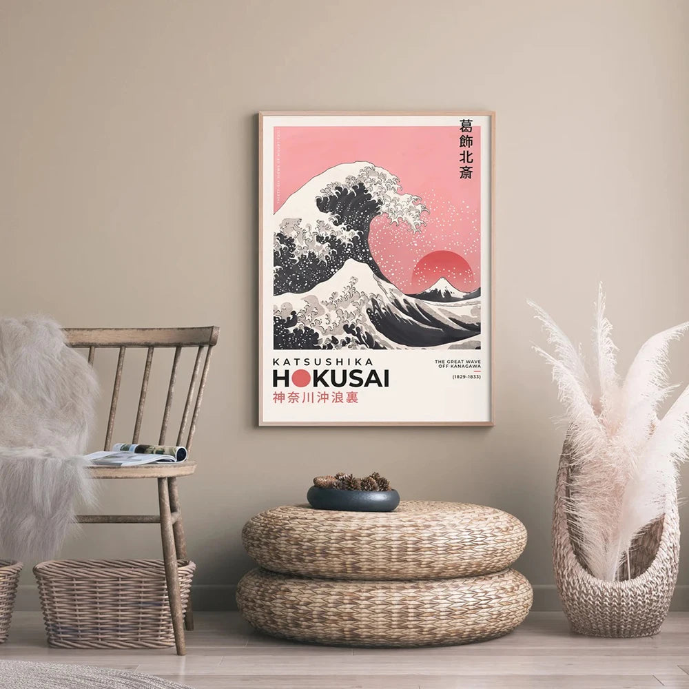 Japan Print Canvas Wall Art Poster Hokusai Great Wave Kanagawa Decor Unframed 2