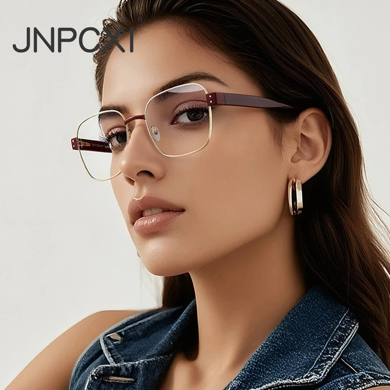 JNPCXI New Fashionable Oval Design Anti-Blue Light Eyewear Customizable for Women Myopia Prescritption Computer Eyewear