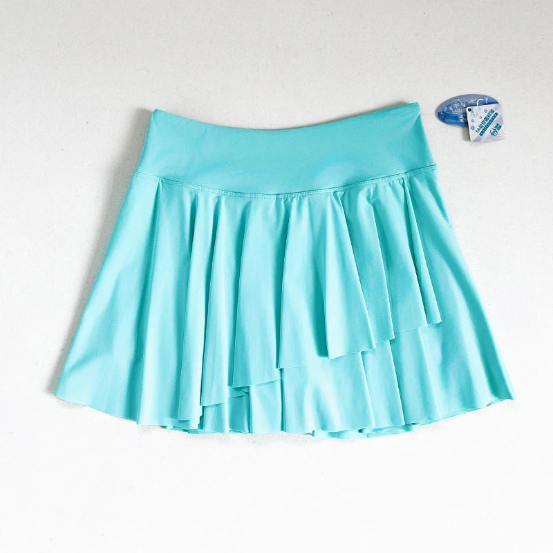 Yoga exercise lightweight, quick-drying and refreshing 2-in-1 high-waisted pleated yoga exercise fitness skirt, golf tennis skir