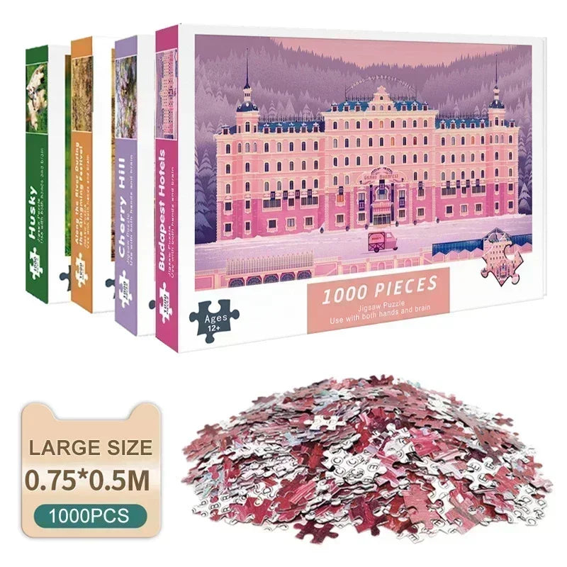 75*50CM Adult 1000 Pieces Paper Jigsaw Puzzle Lovely Cure High Difficulty Decompression Puzzle Birthday Gift  Educational Toy