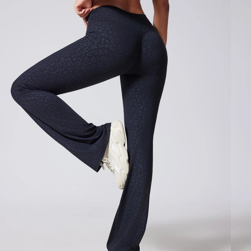 DIAS FIT JOY Women's Hip lifting flared pants high waisted yoga fitness pants sports micro flared yoga pants wide leg pants