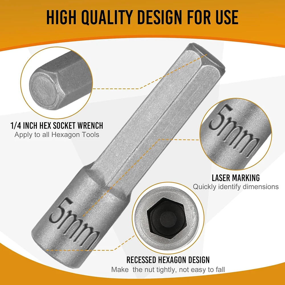 9/14 Piece Power Nuts Driver Drill Bit Tools Set, 1/4 inch Driver Hex Metric & SAE Socket Wrench Screw for Power Tools