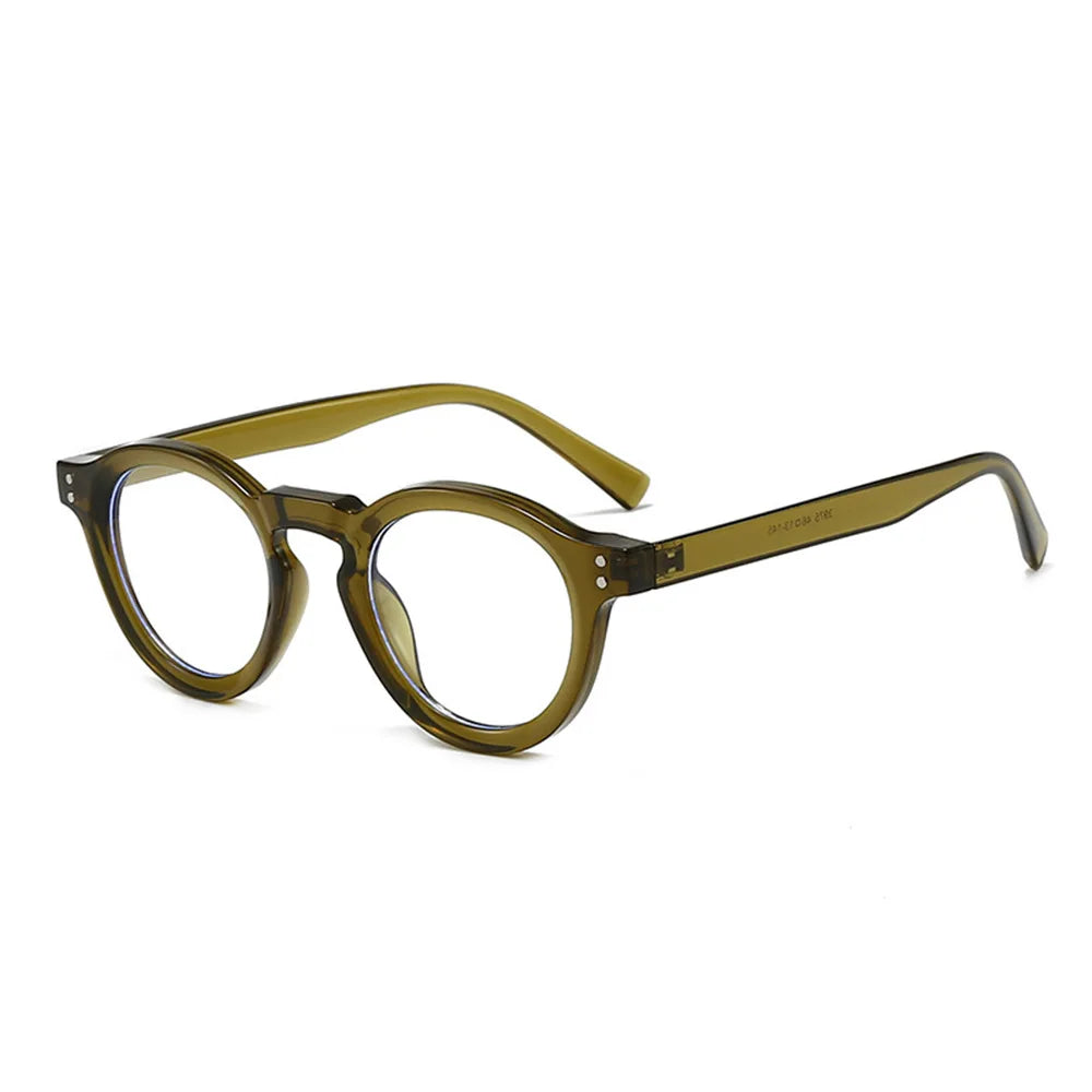JNPCXI New Fashion Small Round Sunglasses Women Shades Fashion Leopard Blue Lens Men Trending Rivets Frame UV400