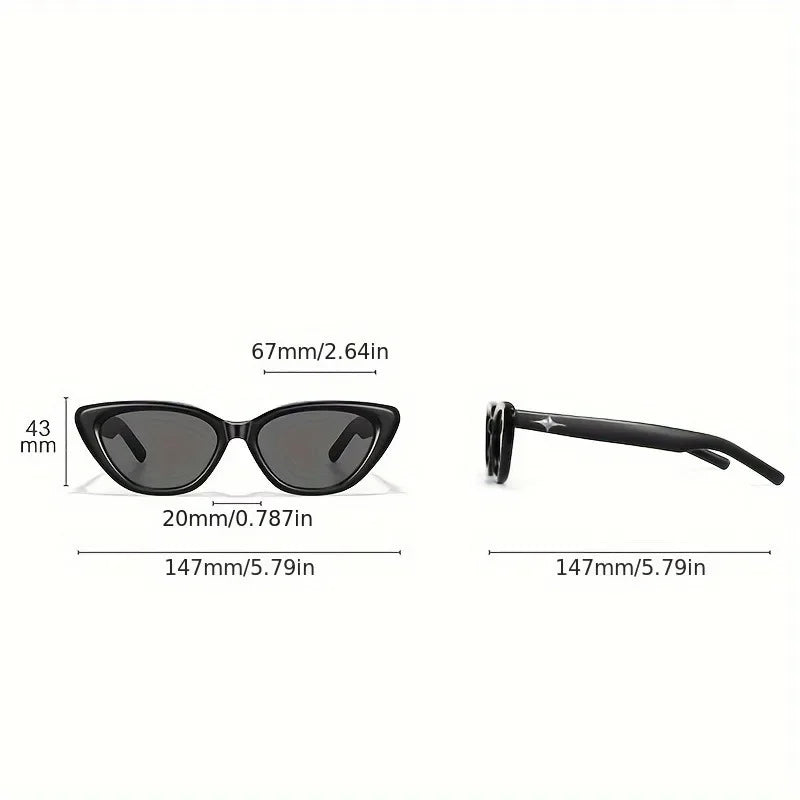 1pc Y2K Cat Eye Fashion Glasses, Anti-Reflective Plastic Frame, Star Punk Design,