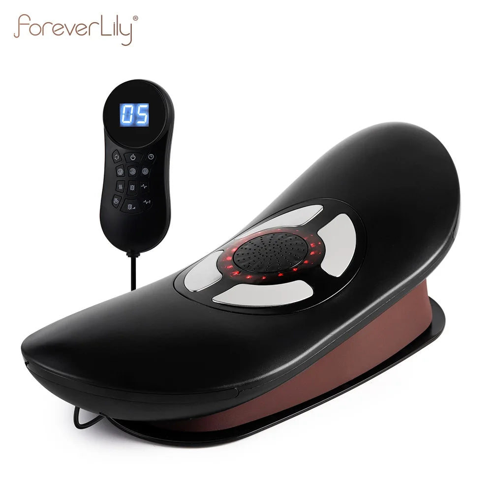 Electric Waist Traction Massager Height Adjustable Lumbar Traction Massager Waist Spine Support Waist Back Massage Machine Black