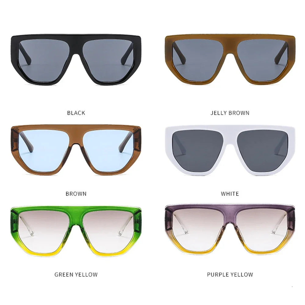 JNPCXI Retro Oversized Sunglasses Men Fashion Brand Designer Black Gradient Shades UV400 Women Trending Sun Glasses