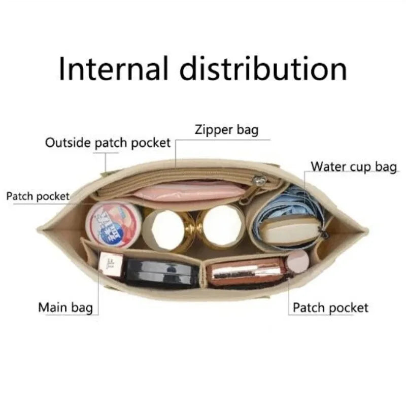 1Pc Felt Insert Bag Fits For Longchamp Handbag Liner Bag Felt Cloth Makeup Bag Support Travel Portable Insert Purse Organizer