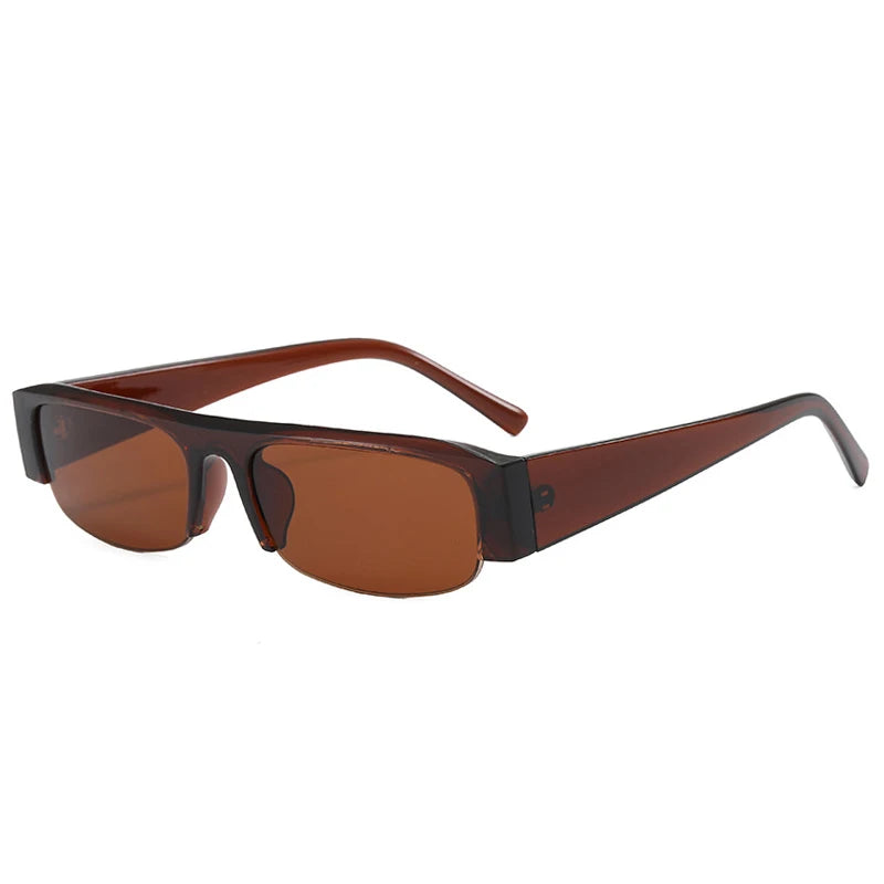 JNPCXI Vintage Small Rectangle Sunglasses Women Shades UV400 Fashion Clear Lens Men Half Frame Eyewear