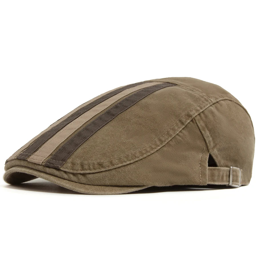 Vintage Newsboy Cap Men Fashion Five Bars Flat Hat Women Washed Berets Spring Summer Casual Visor Lvy Caps For Male Adjustable