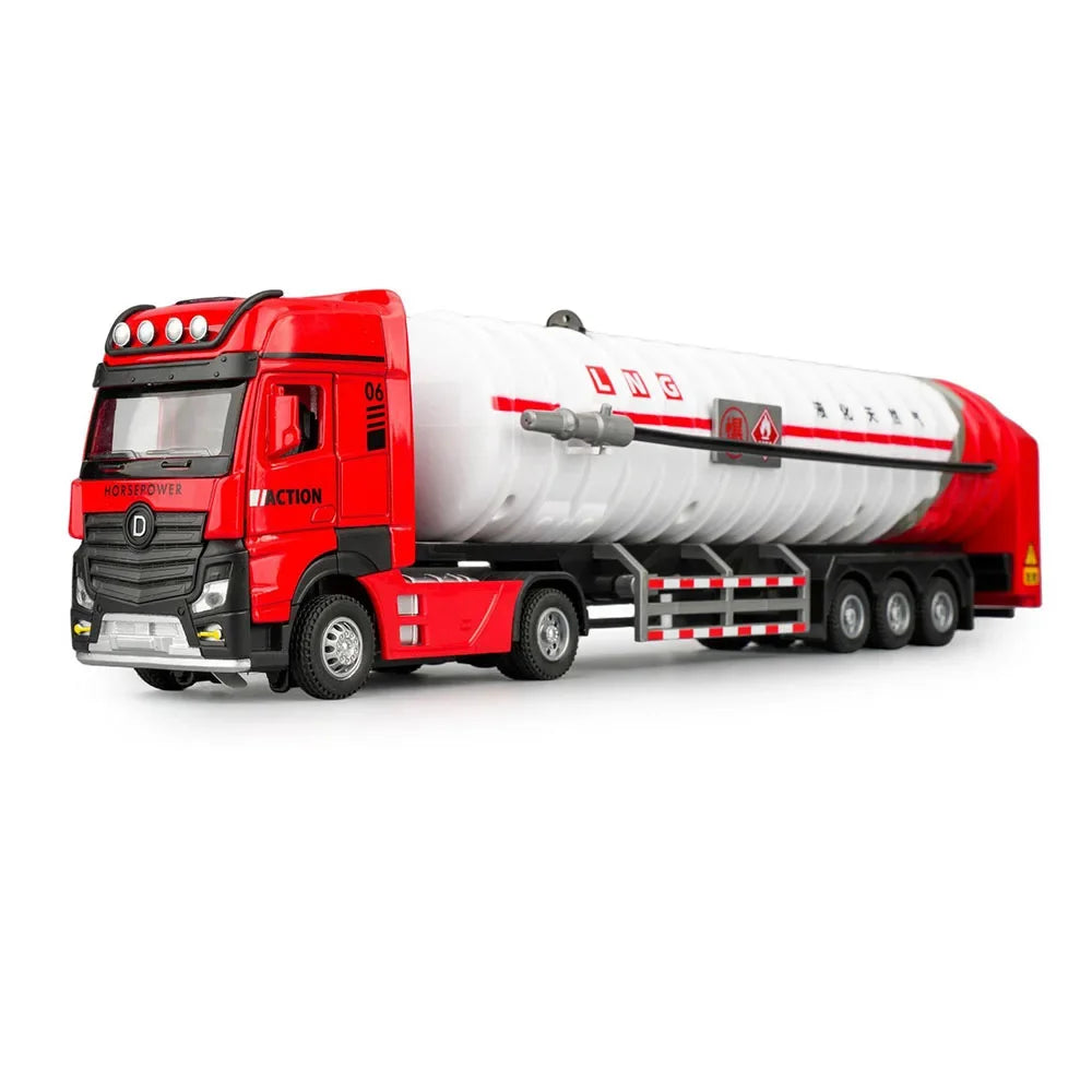1/50 Oil Tank Truck Alloy Engineering Cars Dump Truck Model Toys Diecasts Natural Gas Tanker Sound Light Water Spray Boys Gifts