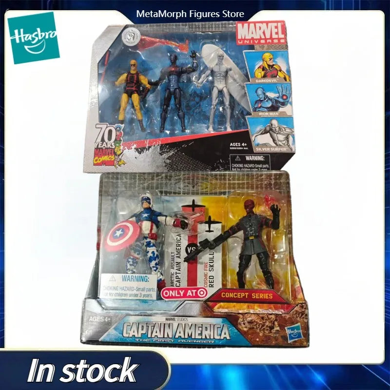 Original Hasbro MARVEL CAPTAIN AMERICA/RED SKULL & DAREDEVIL/IRON MAN/SILVER SURFER Anime Figure Toy Collection Model