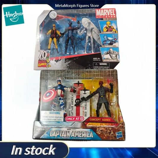 Original Hasbro MARVEL CAPTAIN AMERICA/RED SKULL & DAREDEVIL/IRON MAN/SILVER SURFER Anime Figure Toy Collection Model