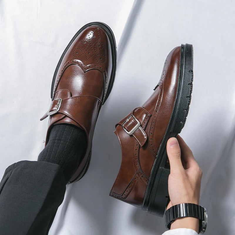Platform Men's Dress Shoes Classic Wedding Casual Business Leather Shoes Men Formal Brogues Shoes For Men Office Leather Loafers
