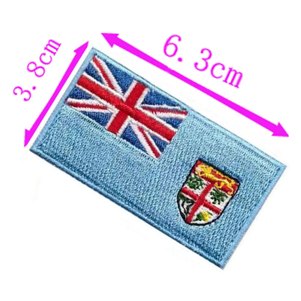 1pc Fiji Country Flag Embroidery Patch 6.3cm Wide High Quality Iron On Sew On Backing/Hand Craft/Applique/Hot Cut
