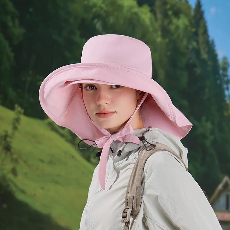 8921Springsummer outdoor double large roof sunscreen hat Korean fashion shawl visor children's quick-drying waterproof fisherma
