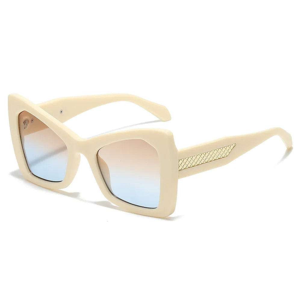 JNPCXI New Fashion Square Oversized Double Color Women Sunglasses Retro Gradient Lens Shades UV400 Men Trending Sun Glasses