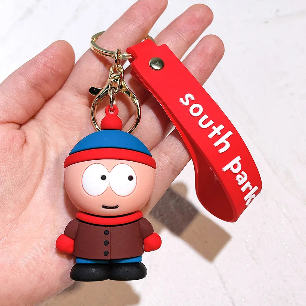 South Parkes Dolls Key Chains Anime Figure Key Ring Kawaii Bag Pendant Kids Toys