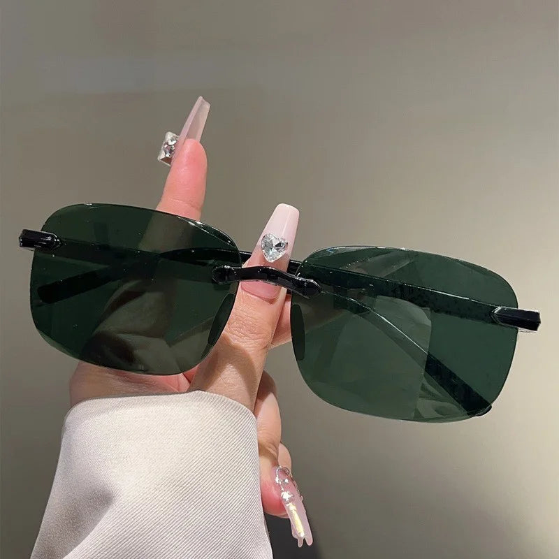 Outdoor Cycling Goggles Sleek Fashion Square Glasses Rimless Sunglasses Versatile Modern Frameless Eyewear For Cycling City
