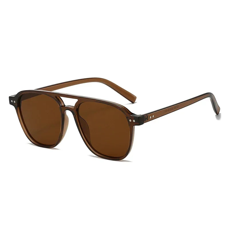 JNPCXI Retro Rivets Double Bridges Men Sunglasses Fashion Women Luxury Shades UV400 Green Sun Glasses