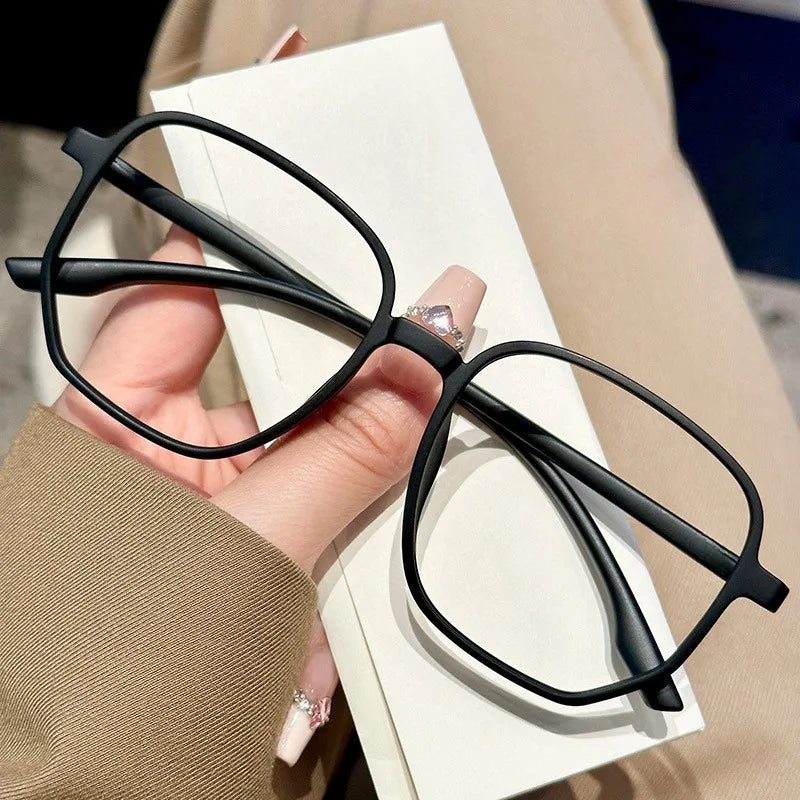 Stylish Black Rectangular Rimmed Glasses  Unisex Lightweight  Material Detachable Lenses Modern Design for Parties
