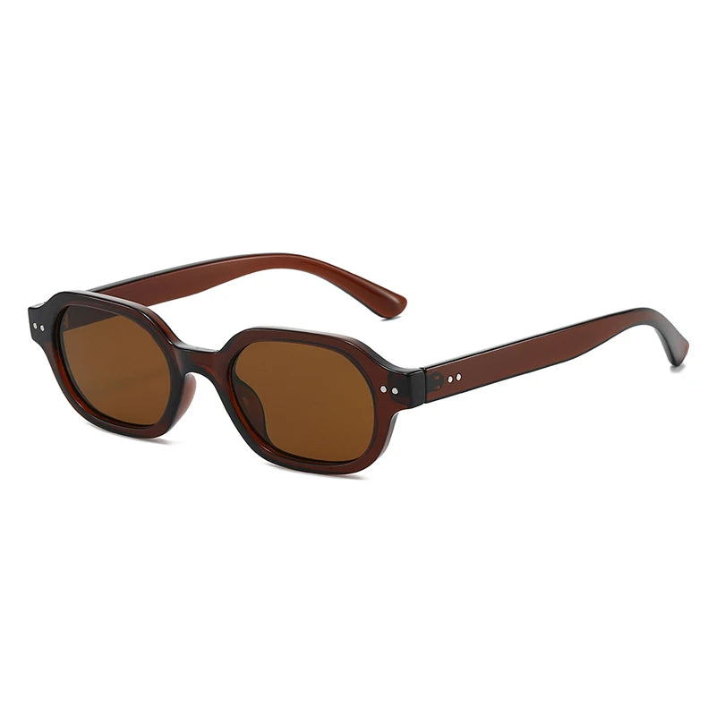 JNPCXI Vintage Rivets Square Sunglasses Women Fashion Clear Tea Tea Gradient Shades UV400 Men Trending Punk Sun Glasses