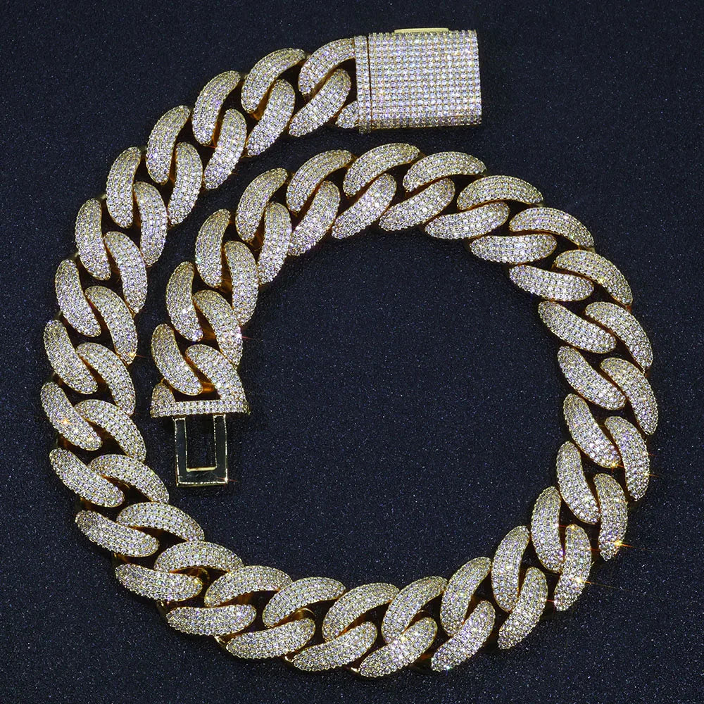 Men's Bling Zircon Cuban Link Chain Iced out, 20mm Width Bubble Cuban Necklace